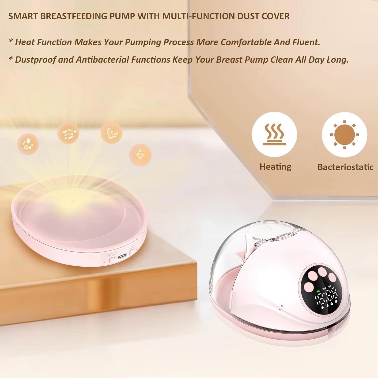 Breast Pump Electric Handsfree BPA Free with Heating & UV Sterilize Lid Optional Wireless Upgrade Wearable Breastfeeding Pump